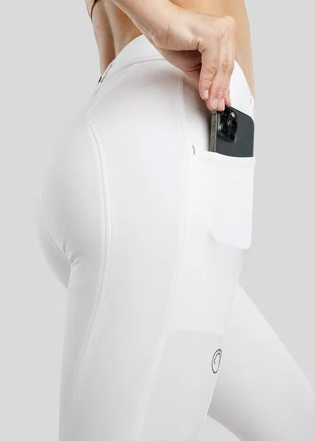 MoZida Refined Pants with Gun Metal Crystals Knee Grip - White