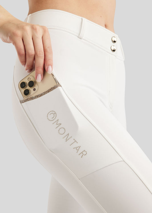 MoLila pantalón con detalles champagne F/G - Blanco