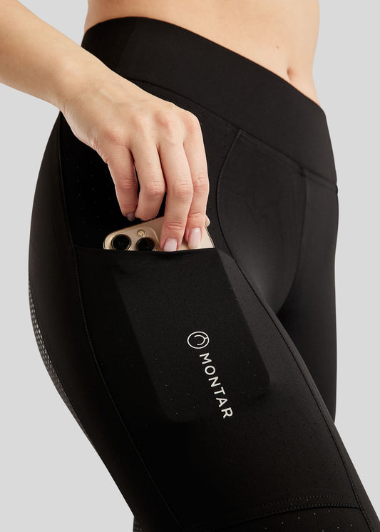 MoPaulina Legging Full Grip, Lasercut - Negro