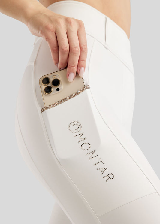 MoLila legging Montar con Champagne Crystals F/G - Blanco
