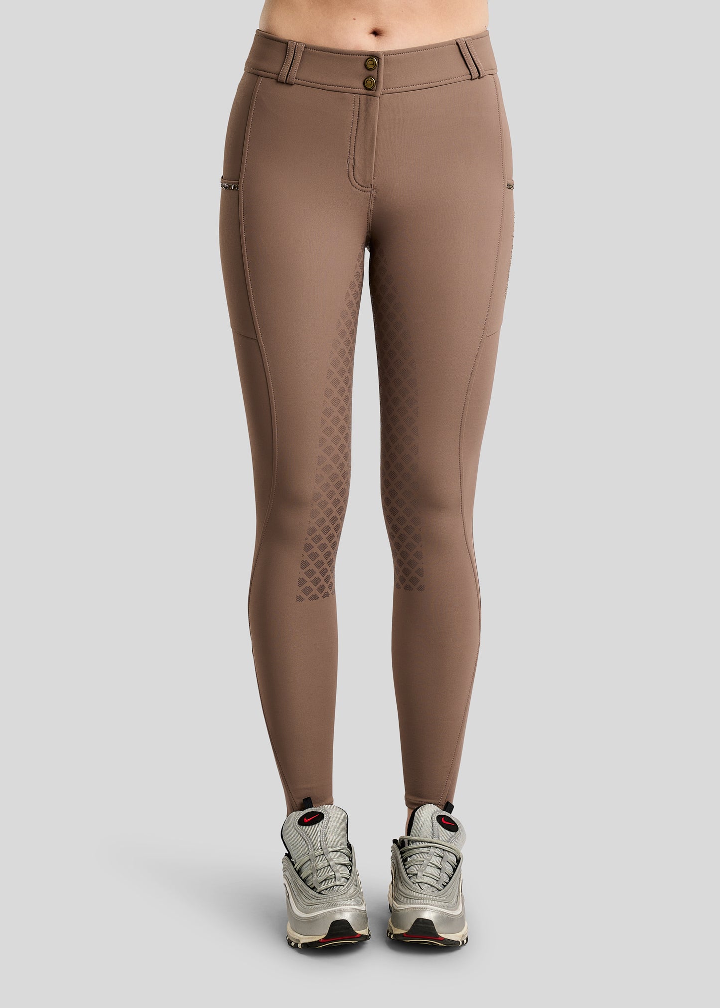 MoVeronica pantalon Montar F/G detalles con Golden Quarz - Nougat Brown