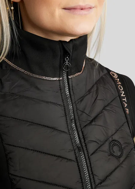 MoMary Hybrid Bodywarmer con Rosegold Crystals - Negro