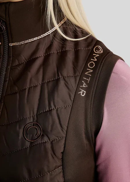 MoMary Hybrid Bodywarmer con Rosegold Crystals - Marrón