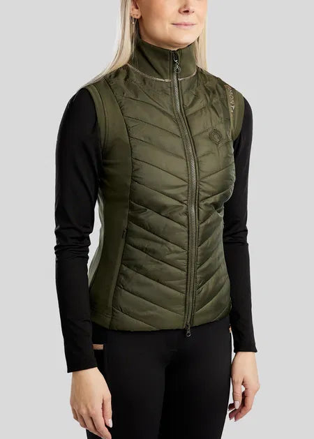 MoMary Hybrid Bodywarmer con Rosegold Crystals - Olive