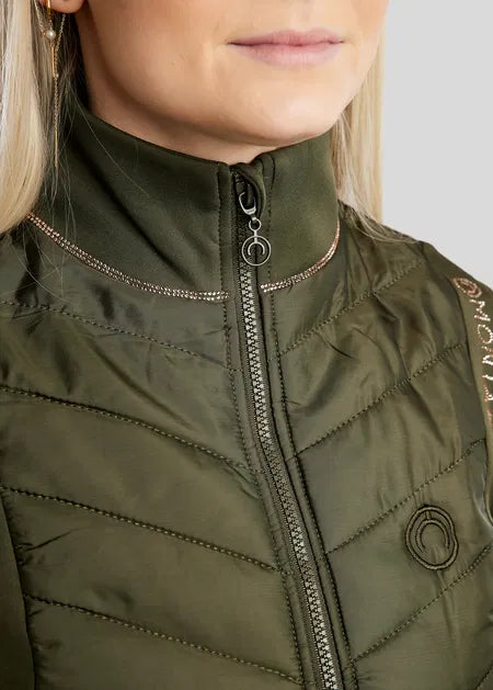 MoMary Hybrid Bodywarmer con Rosegold Crystals - Olive
