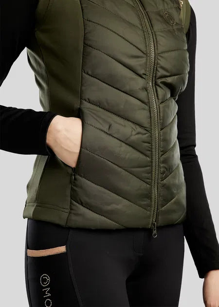 MoMary Hybrid Bodywarmer con Rosegold Crystals - Olive