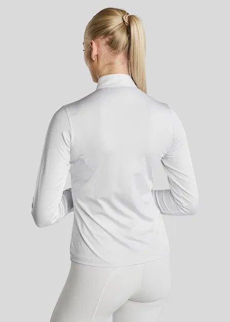 MoGaia Polo de concurso con detalles Gun Metal Caviar -Blanco