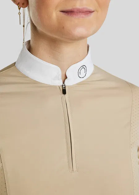 MoZida Polo concurso con Lasercut y Gun Metal Crystals - Warm Light Grey