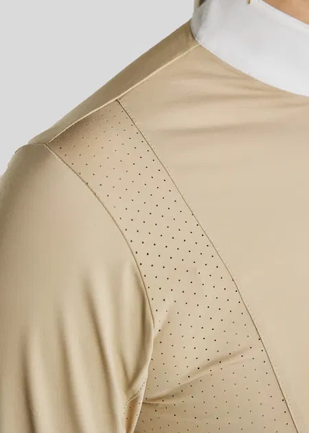 MoZida Polo concurso con Lasercut y Gun Metal Crystals - Warm Light Grey
