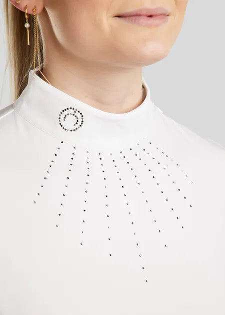 MoEmilia Polo de concurso manga larga brillis gris mix - Blanco