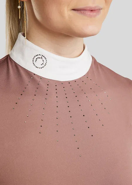 MoEmilia Polo de concurso manga larga brillis gris mix - Dusty Rose