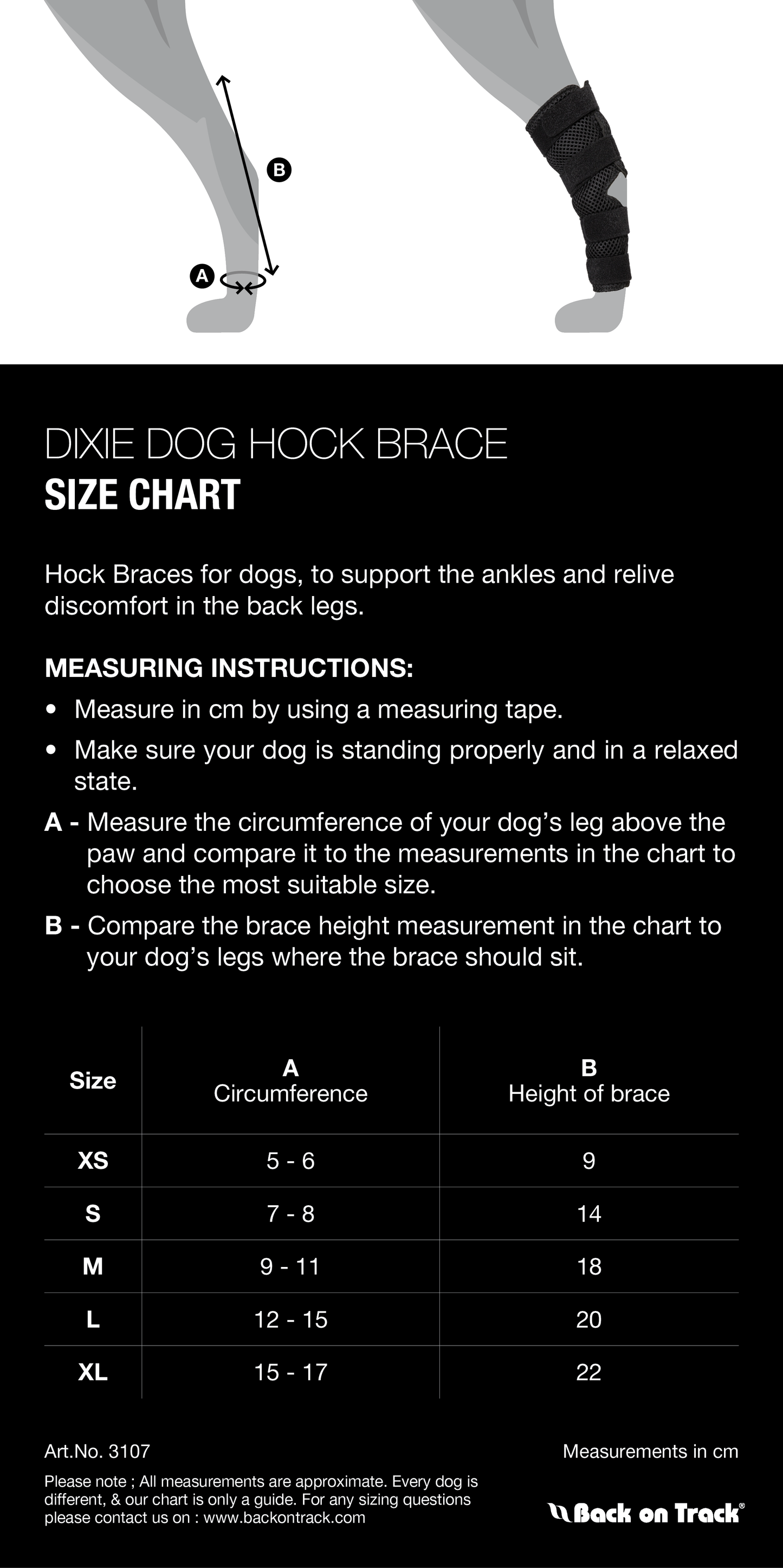 Back on Track Soporte de tarso Dixie para perro con Welltex®