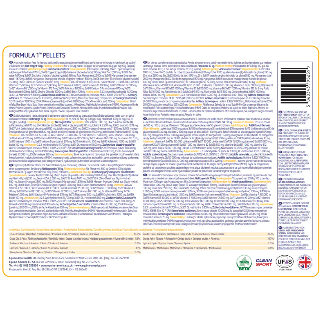 Formula 1 Pellets - Suplemento Completo para Caballos de Competición