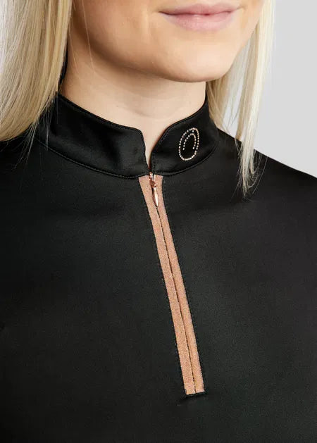 MoGlenda Polo manga larga con Rosegold Caviar Tape - Negro