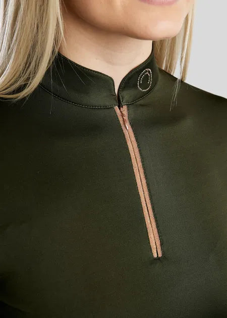 MoGlenda Polo manga larga con Rosegold Caviar Tape - Olive