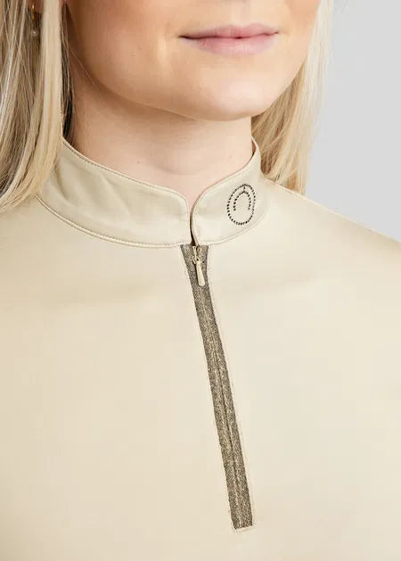 MoGaia Polo manga larga con detalles Gun Metal Caviar - Warm Grey Beige