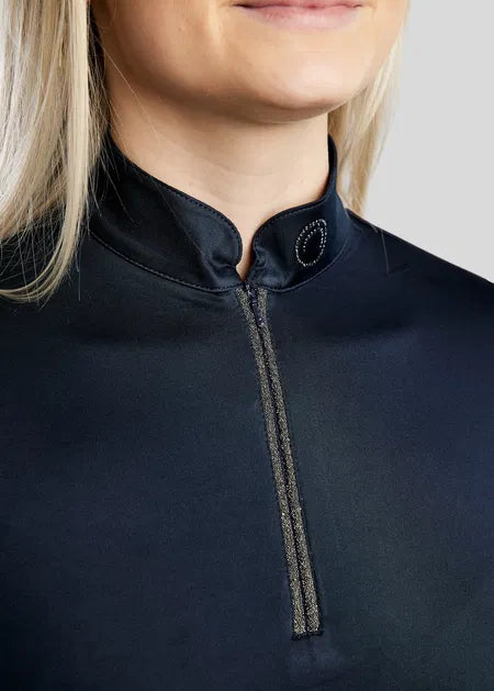 MoGaia Polo manga larga con detalles Gun Metal Caviar - Navy