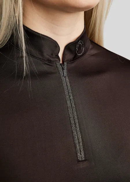 MoGaia Polo manga larga con detalles Gun Metal Caviar - Marrón