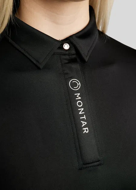 MoSusan Polo manga larga con Rosegold Logo - Negro