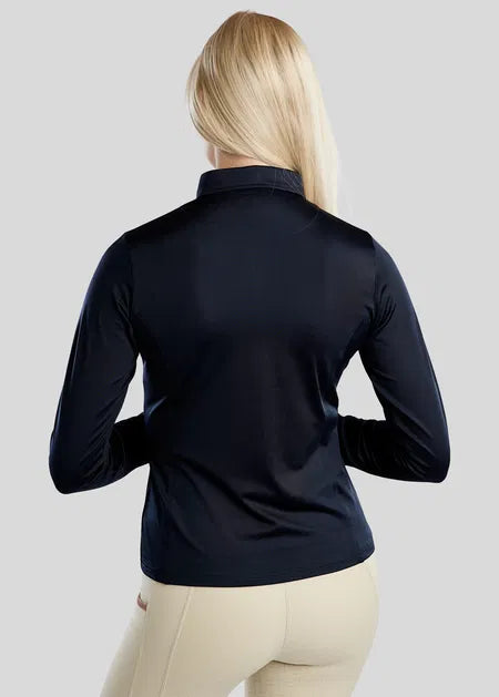 MoSusan Polo manga larga con Rosegold Logo - Navy
