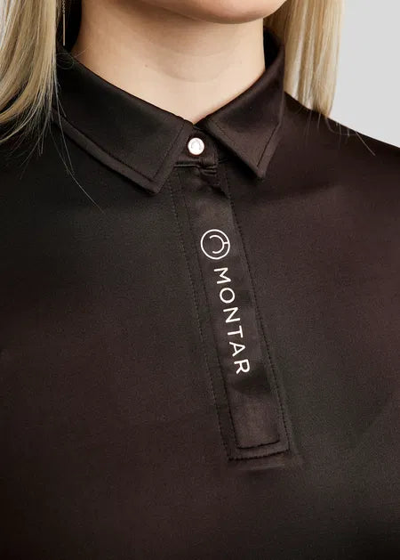 MoSusan Polo manga larga con Rosegold Logo - Marrón