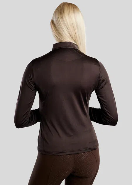 MoSusan Polo manga larga con Rosegold Logo - Marrón
