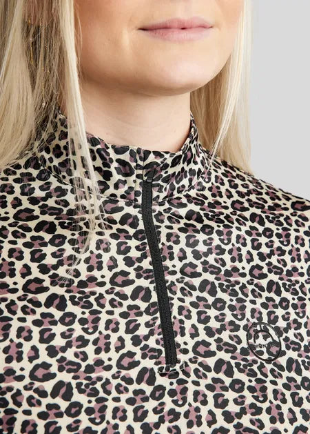 MoLeonora Polo estampado Leopardo Manga Larga - Dusty Rose