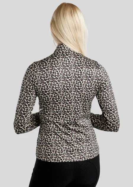 MoLeonora Polo estampado Leopardo Manga Larga - Dusty Rose