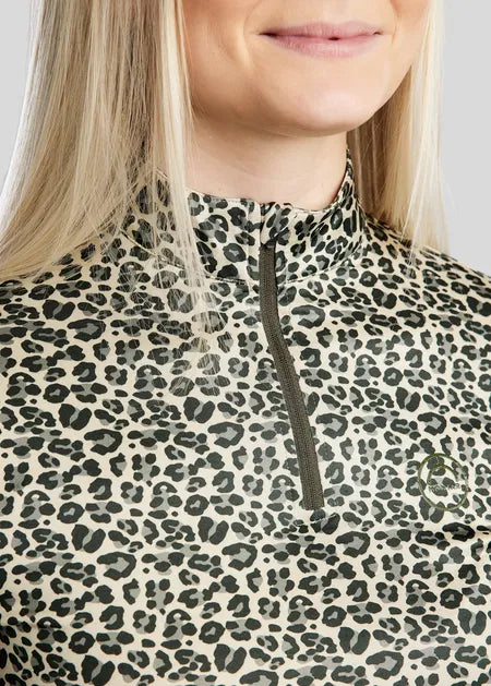 MoLeonora Polo estampado Leopardo Manga Larga - Olive