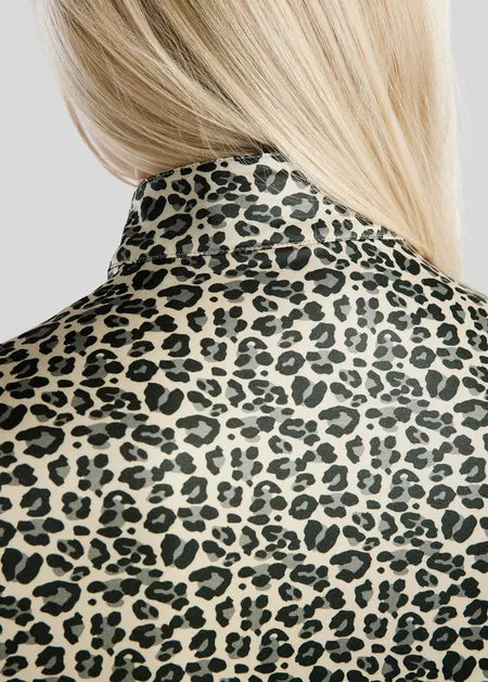 MoLeonora Polo estampado Leopardo Manga Larga - Olive