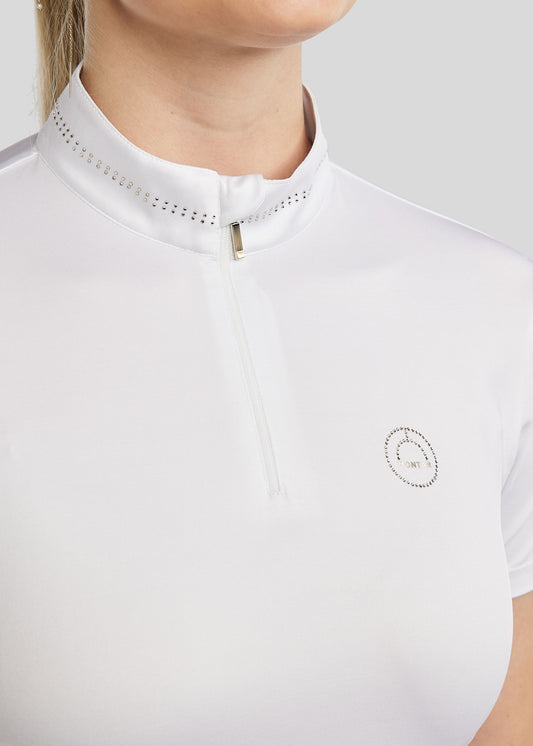 MoBlair polo técnico con brillis Champagne - Blanco
