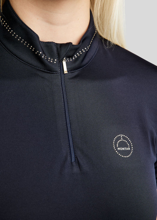 MoBlair polo técnico con brillis Champagne - Navy