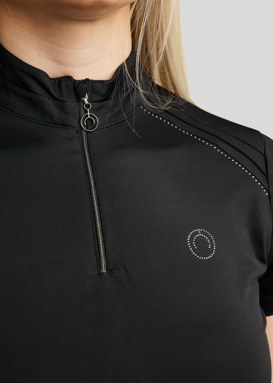 MoLila polo con detalles Champagne Crystal Tape - Negro
