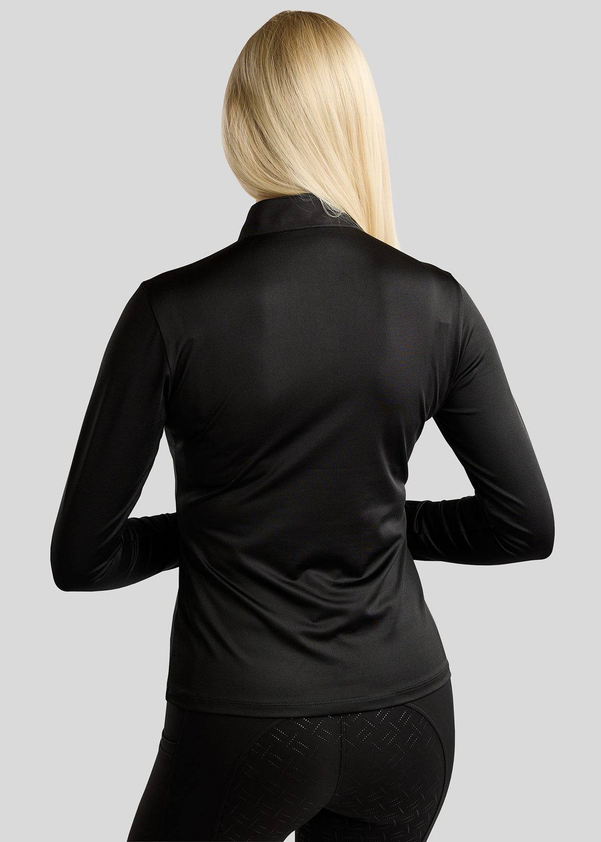 MoFair Polo de Manga Larga con logo en Gun Metal - Negro