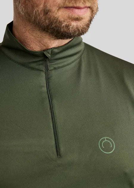 MoEric Polo de manga larga con cremallera - Olive