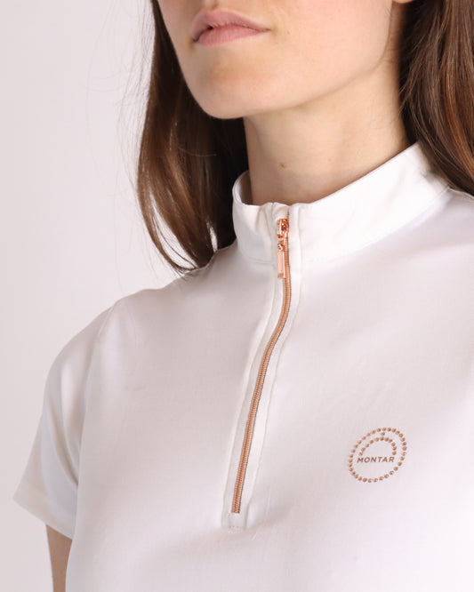Junior MoEverly Polo Técnico Rosegold Crystals - Blanco