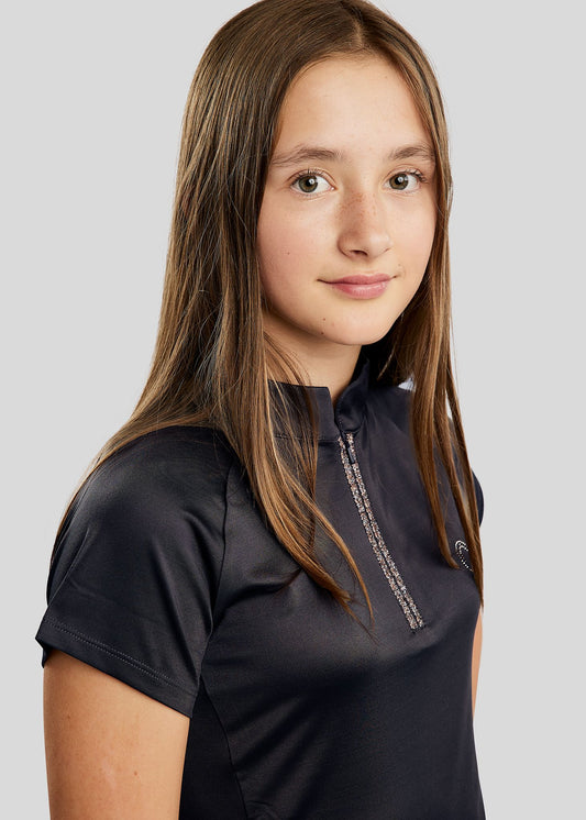 MoLila Junior polo con detalles Champagne Crystal Tape - Navy