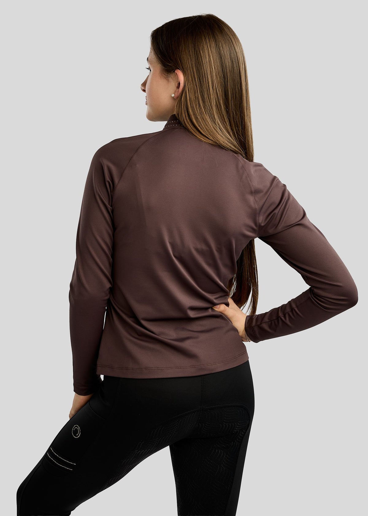 MoWilma Junior Polo de Manga Larga con Cristales Golden Quartz - Black Peony