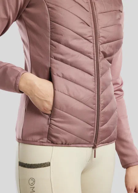 MoEliza Chaqueta híbrida con capucha desmontable y cristales Gun Metal - Dusty Rose