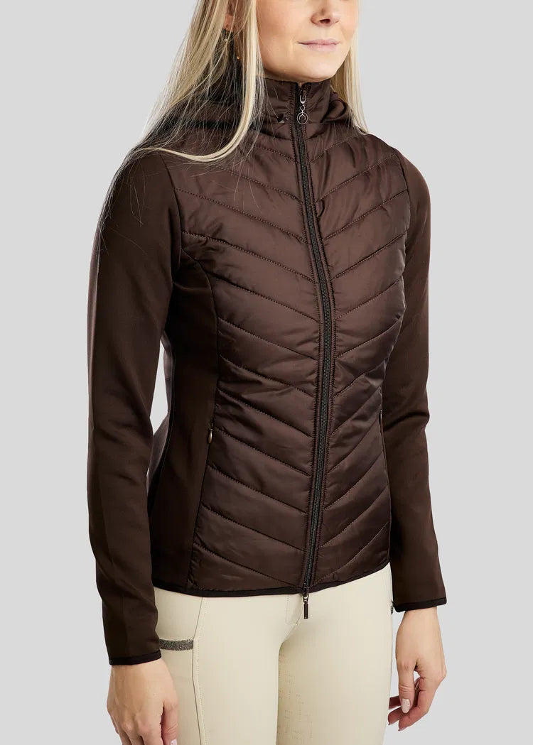 MoEliza Chaqueta híbrida con capucha desmontable y cristales Gun Metal - Marrón