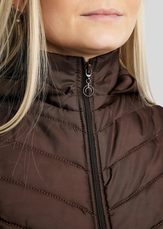 MoEliza Chaqueta híbrida con capucha desmontable y cristales Gun Metal - Marrón