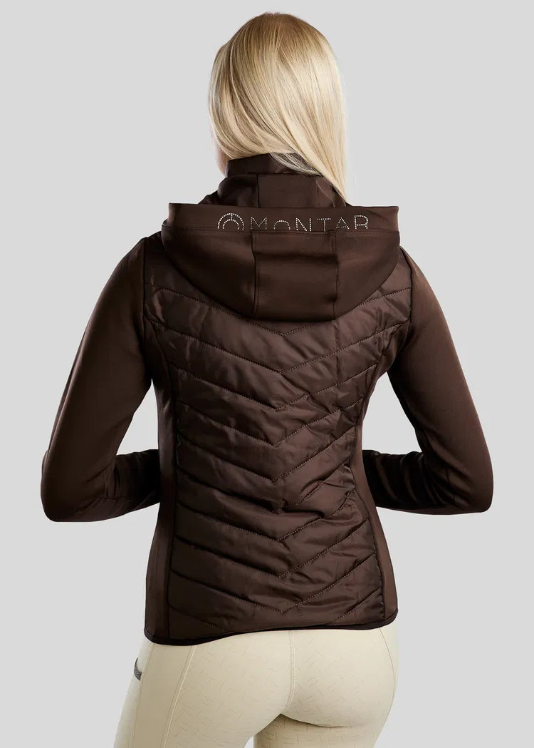 MoEliza Chaqueta híbrida con capucha desmontable y cristales Gun Metal - Marrón