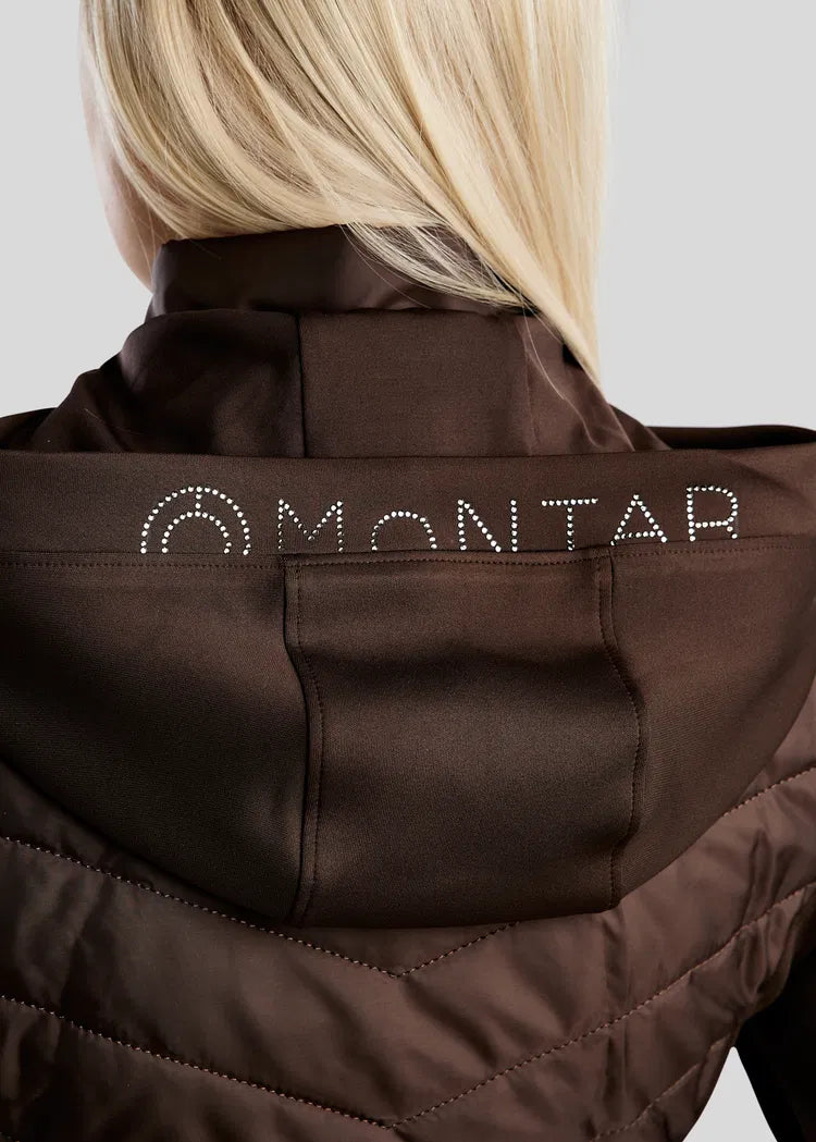 MoEliza Chaqueta híbrida con capucha desmontable y cristales Gun Metal - Marrón