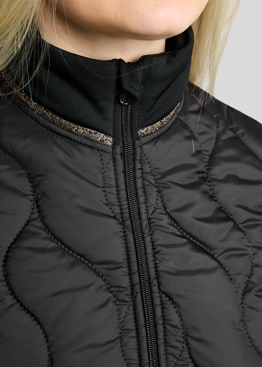 MoVeronica Chaqueta Híbrida Larga Montar con detalles Golden Quartz Crystal - Negro
