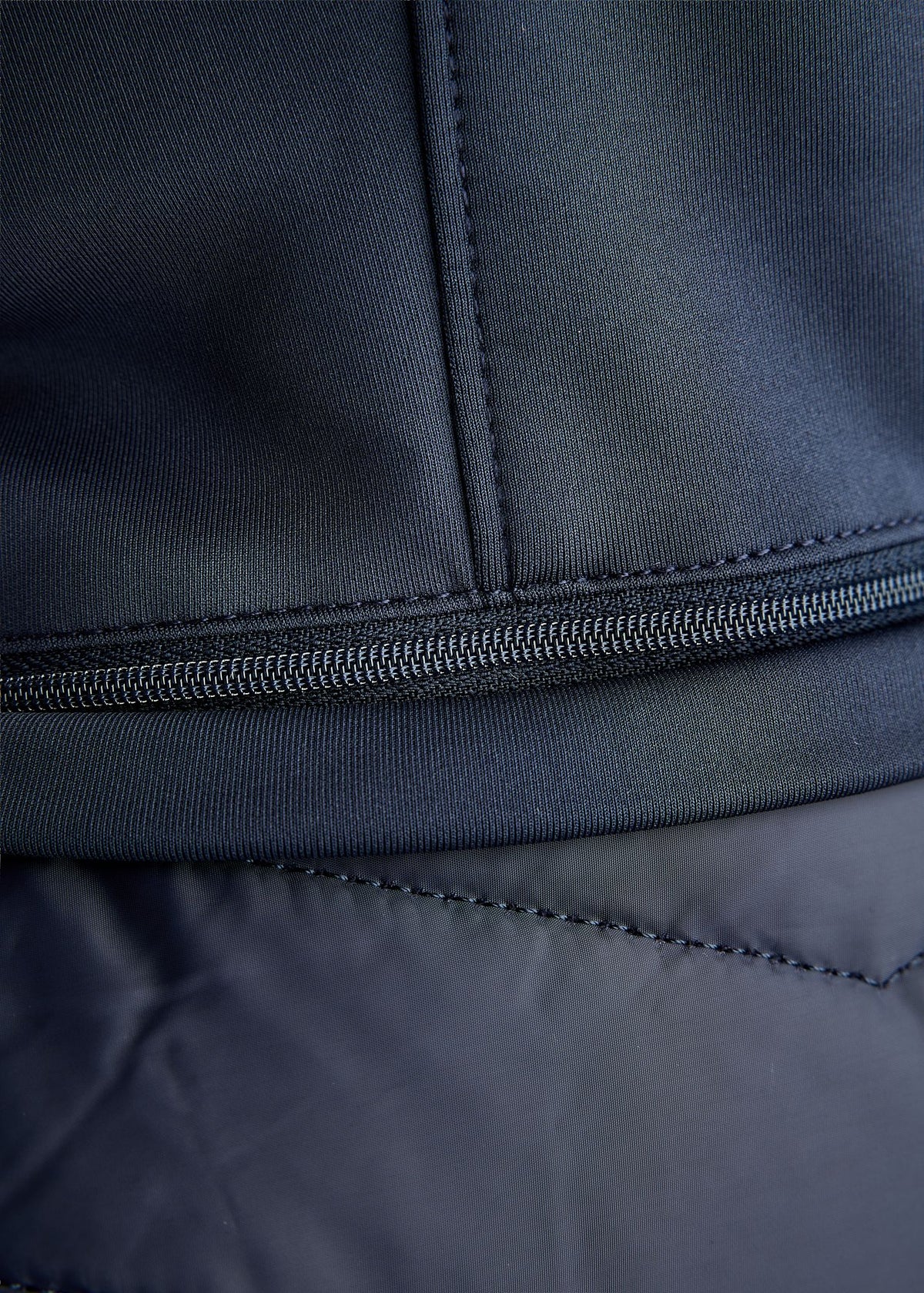 MoEverline Chaqueta Híbrida Montar con Capucha Desmontable y detalles Golden Quartz - Navy
