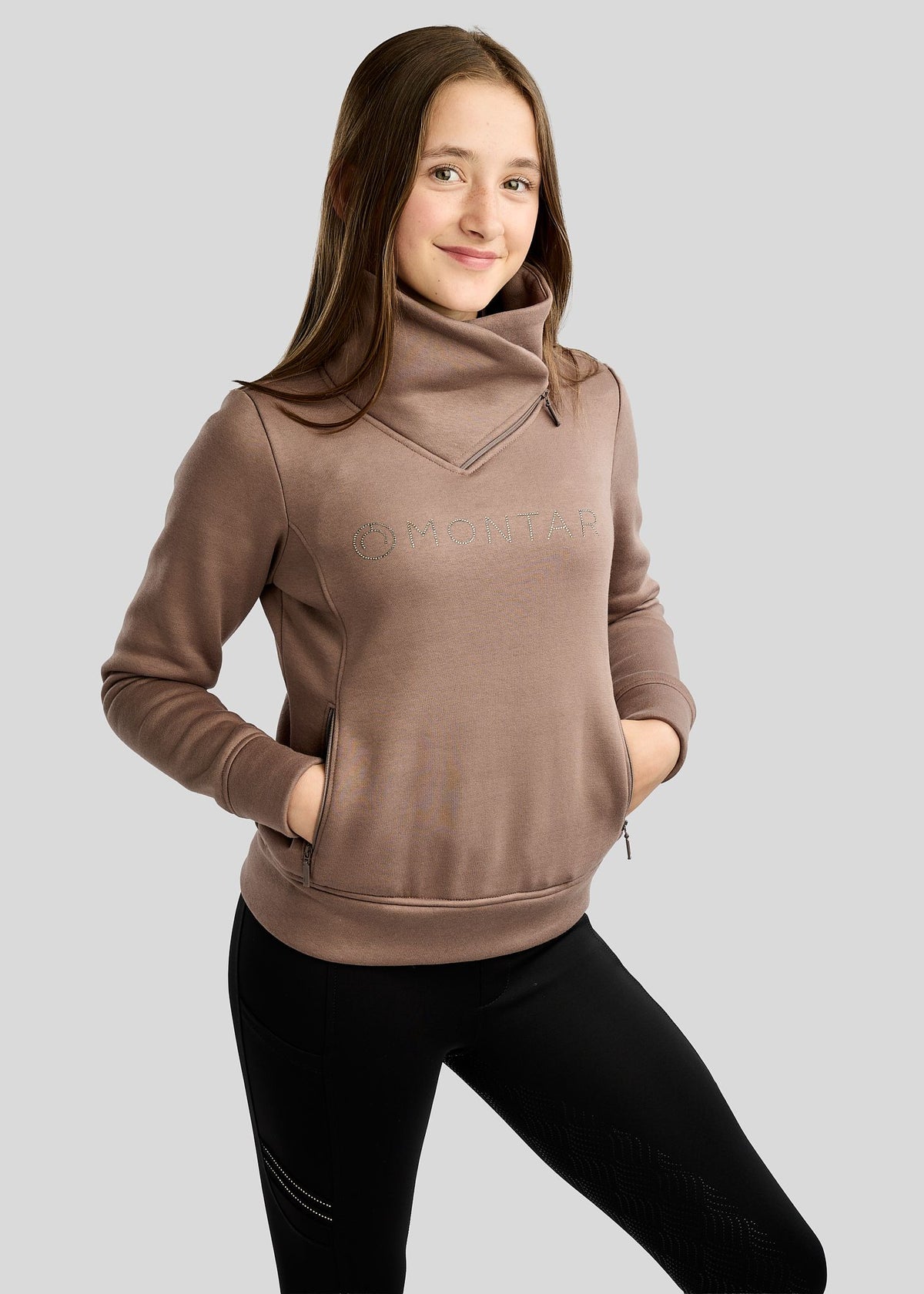 MoNaja Junior Sudadera con Cuello Alto y Cristales Golden Quartz - Nougat Brown