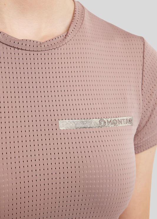 MoTilley Camiseta laser cut Ligera, Transpirable y Estilo Deportivo - Blush