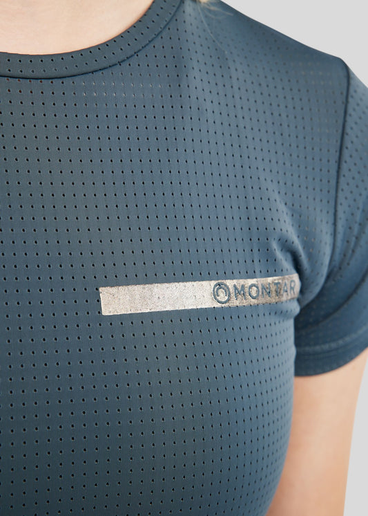 MoTilley Camiseta laser cut Ligera, Transpirable y Estilo Deportivo - Dark Slate