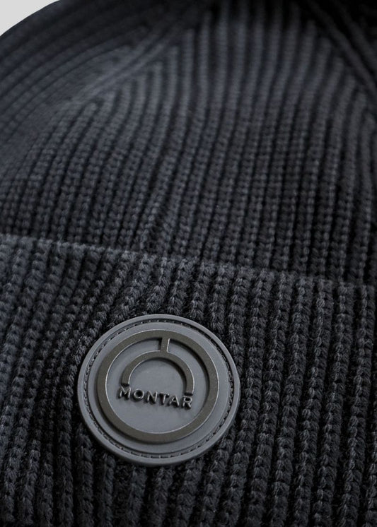 Navy Knitted Wool Hat With Logo Badge