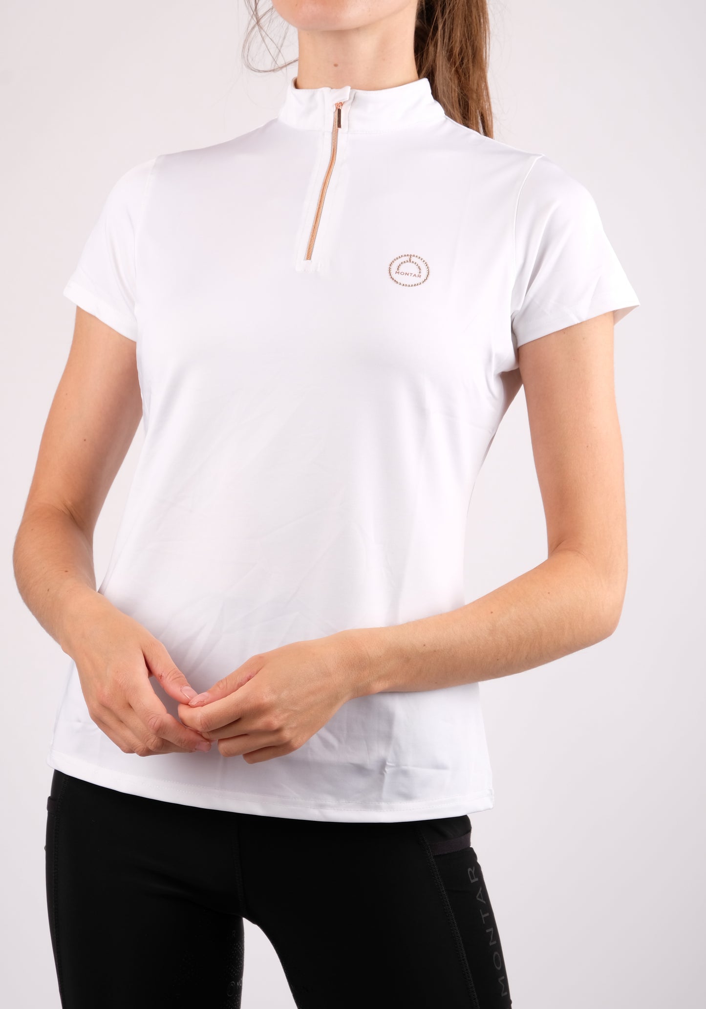Junior MoEverly Polo Técnico Rosegold Crystals - Blanco